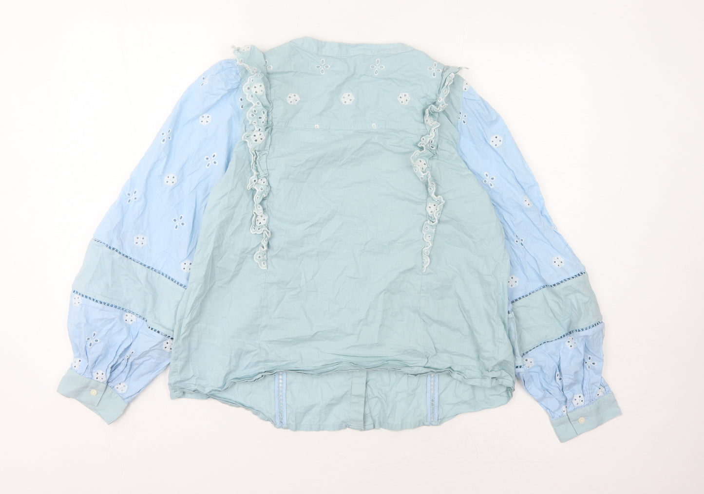 Marks and Spencer Blue Embroidered Blouse Size 12