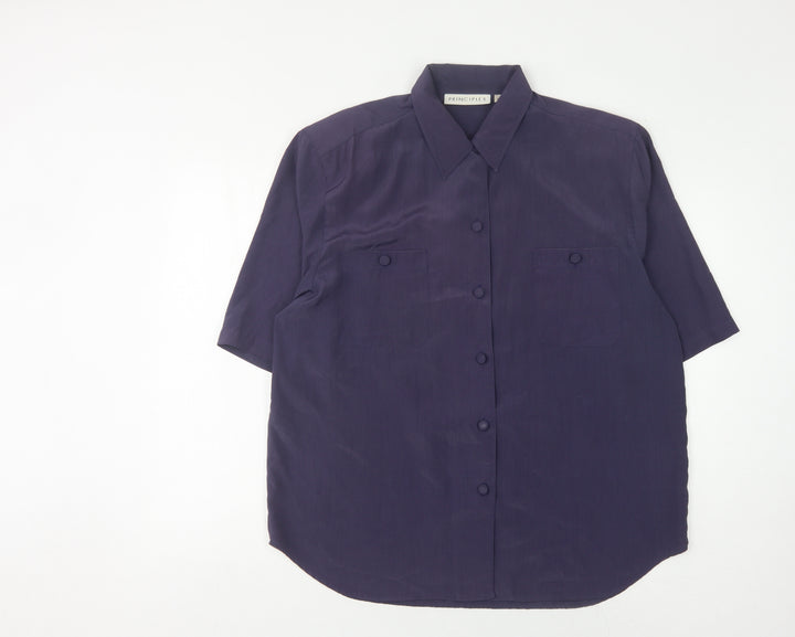 Principles Women's Blue Button-Up Shirt Size 18