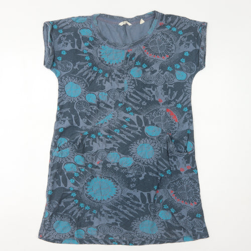 White Stuff Blue Floral Cotton Dress, Women, Size 12