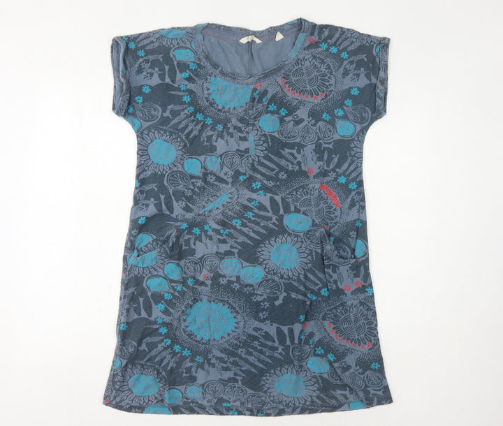 White Stuff Blue Floral Cotton Dress, Women, Size 12