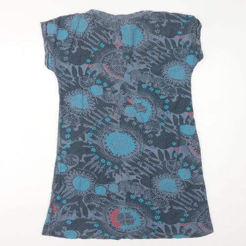 White Stuff Blue Floral Cotton Dress, Women, Size 12