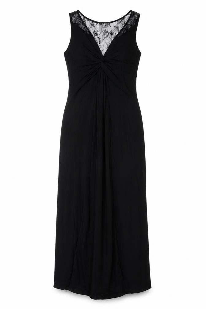 Front view of Coast Women's Black Long Dress 8 V-Neck Formal Elegance