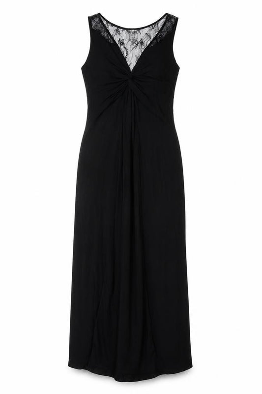 Front view of Coast Women's Black Long Dress 8 V-Neck Formal Elegance
