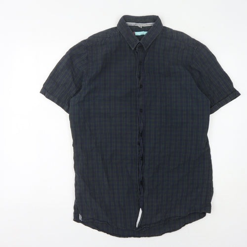 Men's Blue Check Casual Shirt, Size L