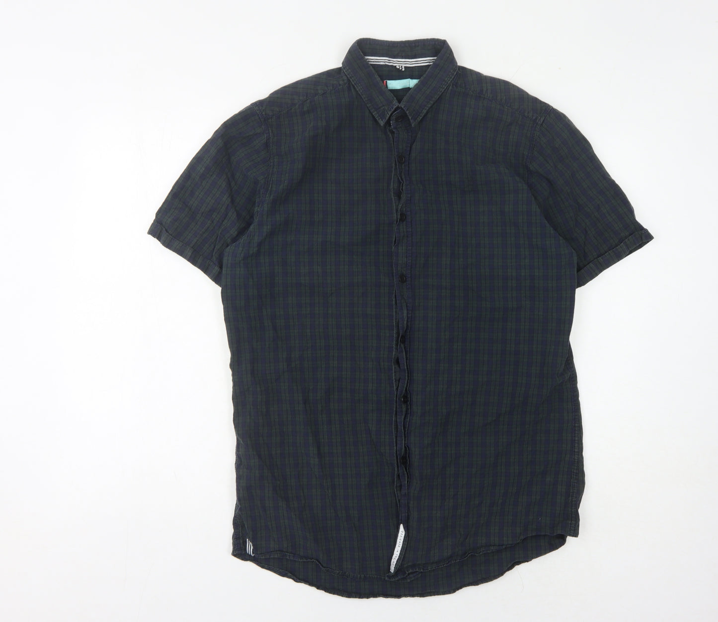 Men's Blue Check Casual Shirt, Size L