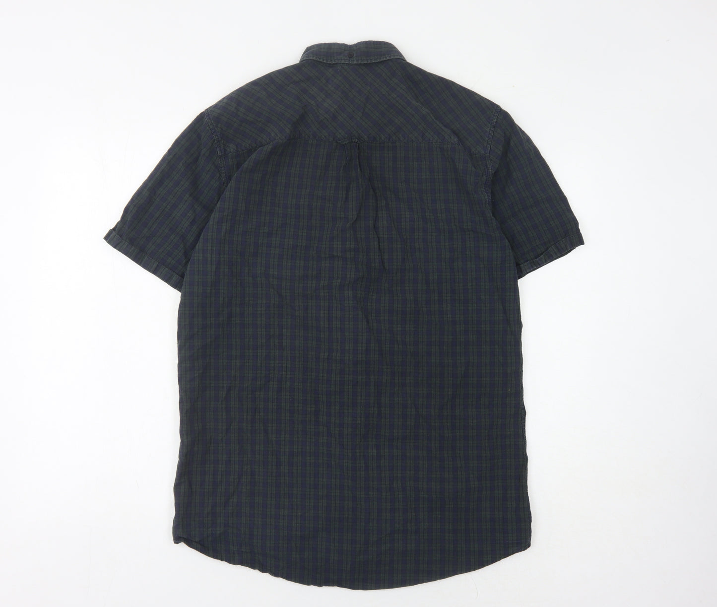 Men's Blue Check Casual Shirt, Size L