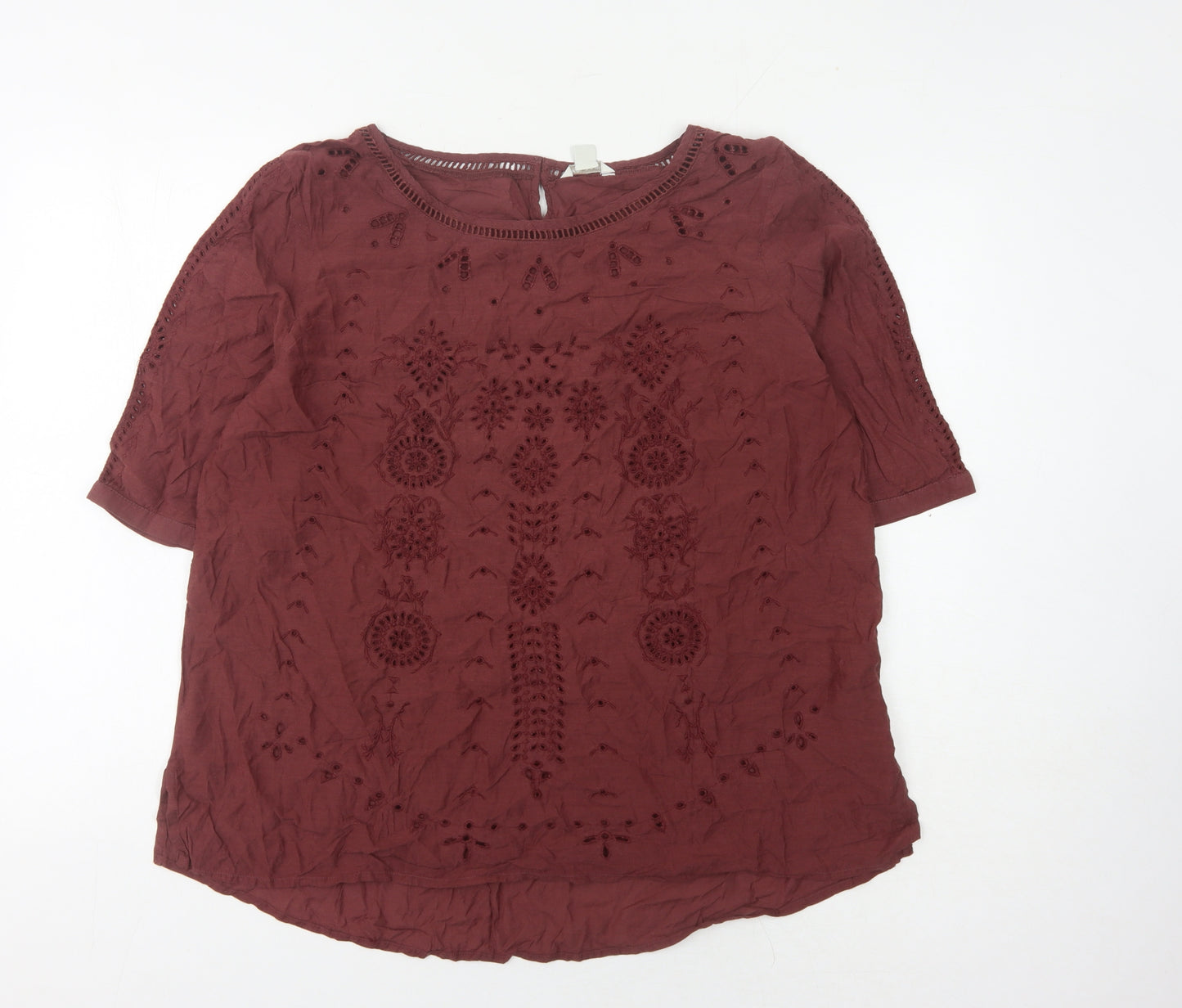 Monsoon Women's 3/4 Sleeve Embroidered Top Red Size 18