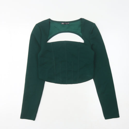 ZARA Women's Green Cropped Blouse M - New