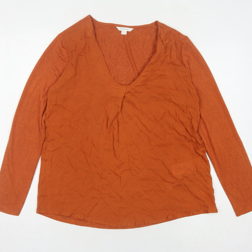 Springfield Women’s Orange V-Neck Long Sleeve Top