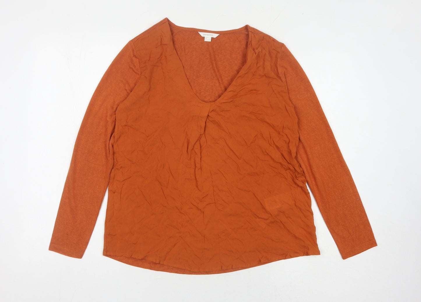 Springfield Women’s Orange V-Neck Long Sleeve Top