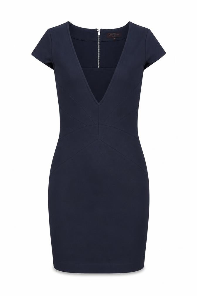 Front view of Great Plains Women's Blue Sheath Dress M