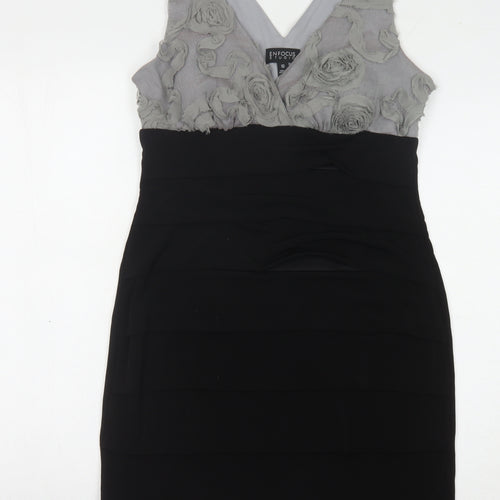 Enfocus Studio Women's Black Grey Sheath Dress Size 10