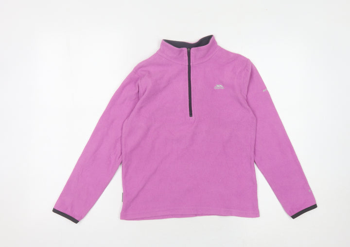 Trespass Girls Pink Fleece 1/4 Zip Sweatshirt, Size 9-10 Years