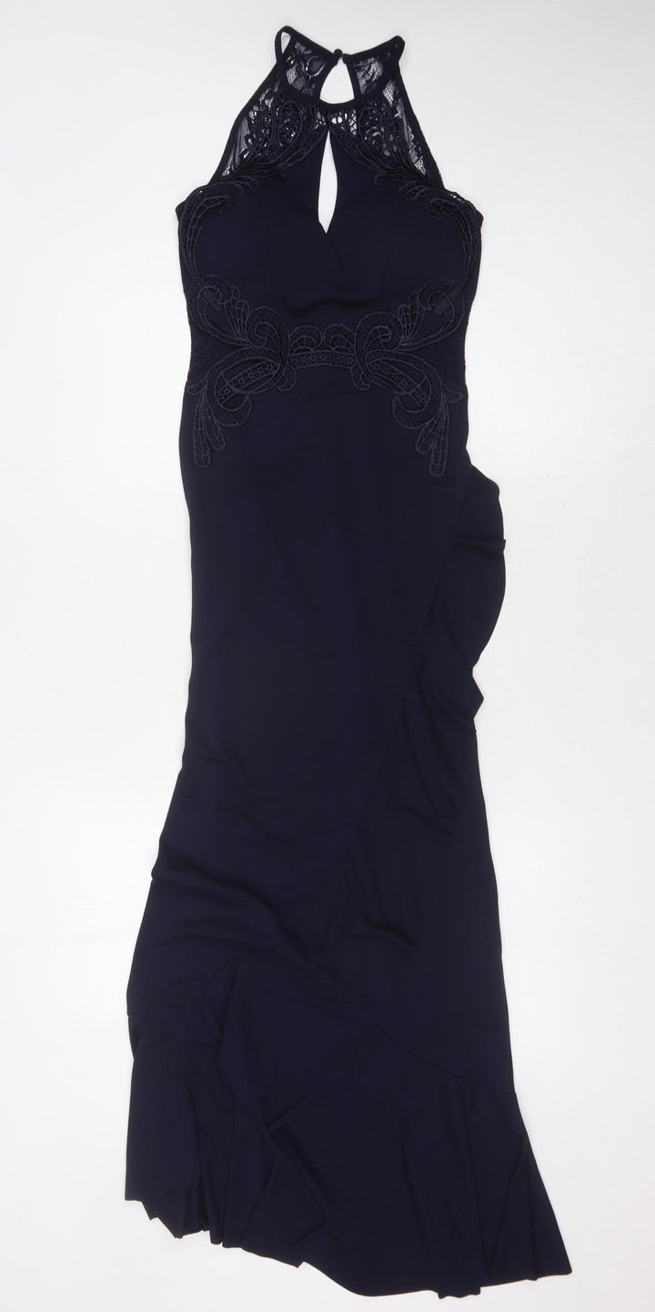 Lipsy Women's Blue Halter Mermaid Party Dress - Size 8