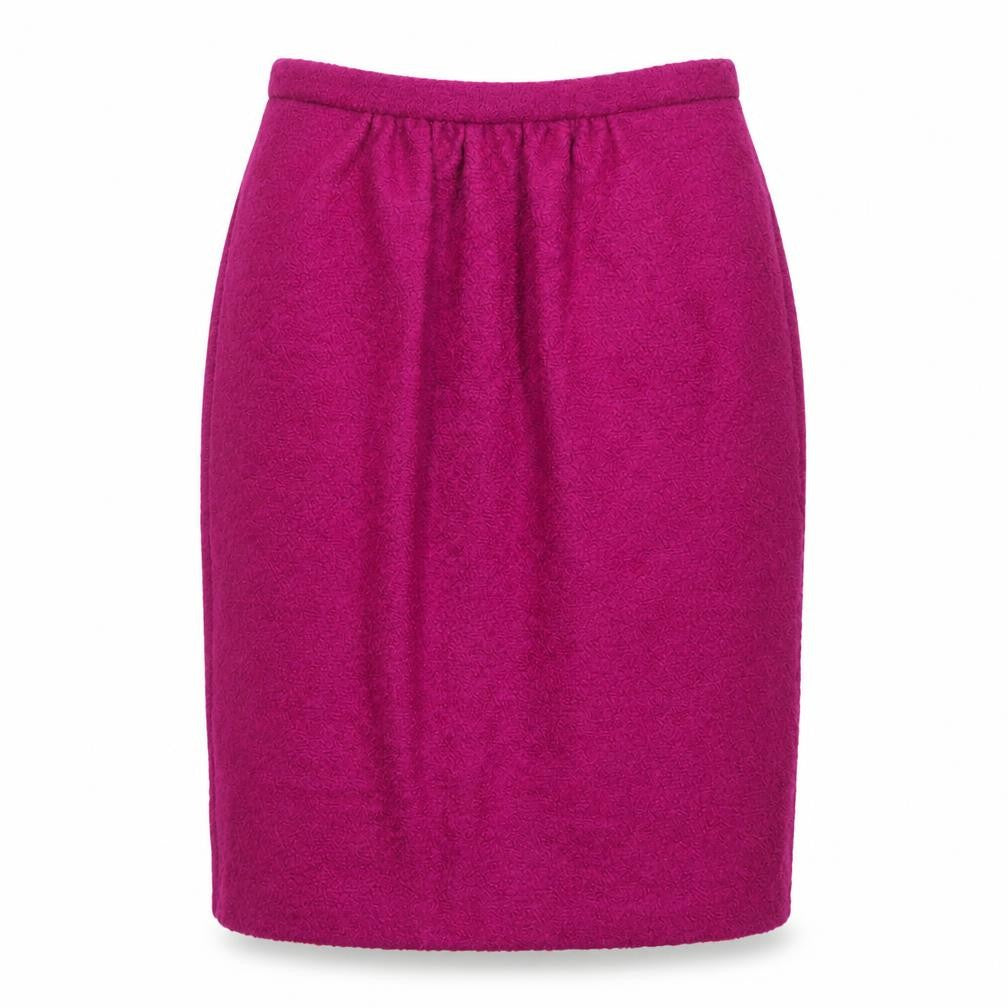 Front view of L.K. Bennett Women's Purple Wool Pencil Skirt, size 12