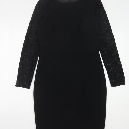 Oasis Women's Black Lace Long Sleeve Dress, Size 12