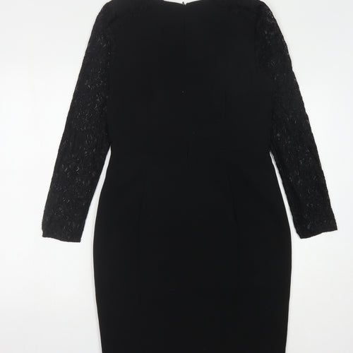 Oasis Women's Black Lace Long Sleeve Dress, Size 12
