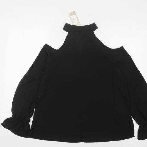 Lipsy Women's Black Cold Shoulder Top - UK 14