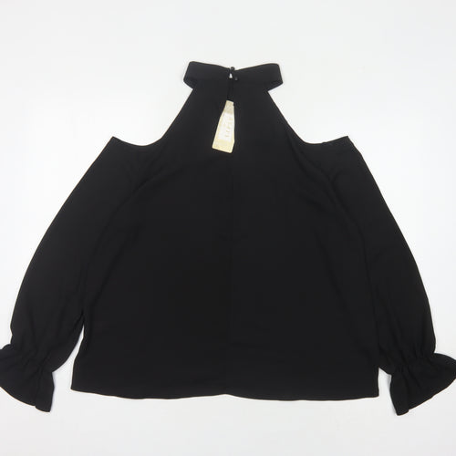 Lipsy Women's Black Cold Shoulder Top - UK 14