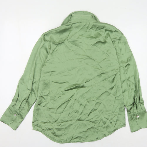 Zara Women's Green Button-Up Shirt XS Collared