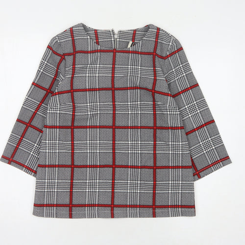Topshop Women's Grey Check Blouse UK 8 Business Casual