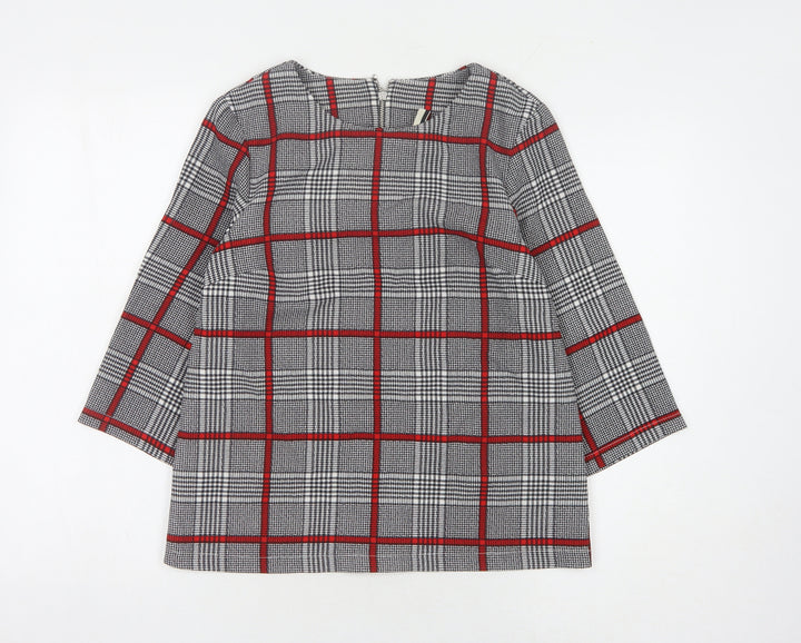 Topshop Women's Grey Check Blouse UK 8 Business Casual