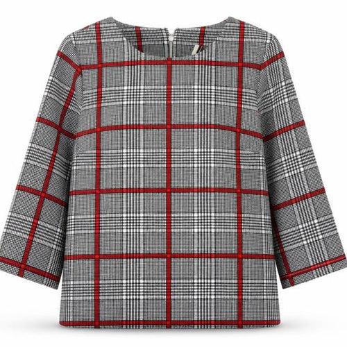 Topshop Women's Grey Check Blouse UK 8 Business Casual