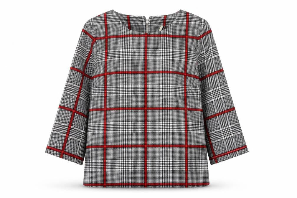 Topshop Women's Grey Check Blouse UK 8 Business Casual