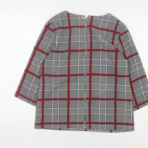 Topshop Women's Grey Check Blouse UK 8 Business Casual