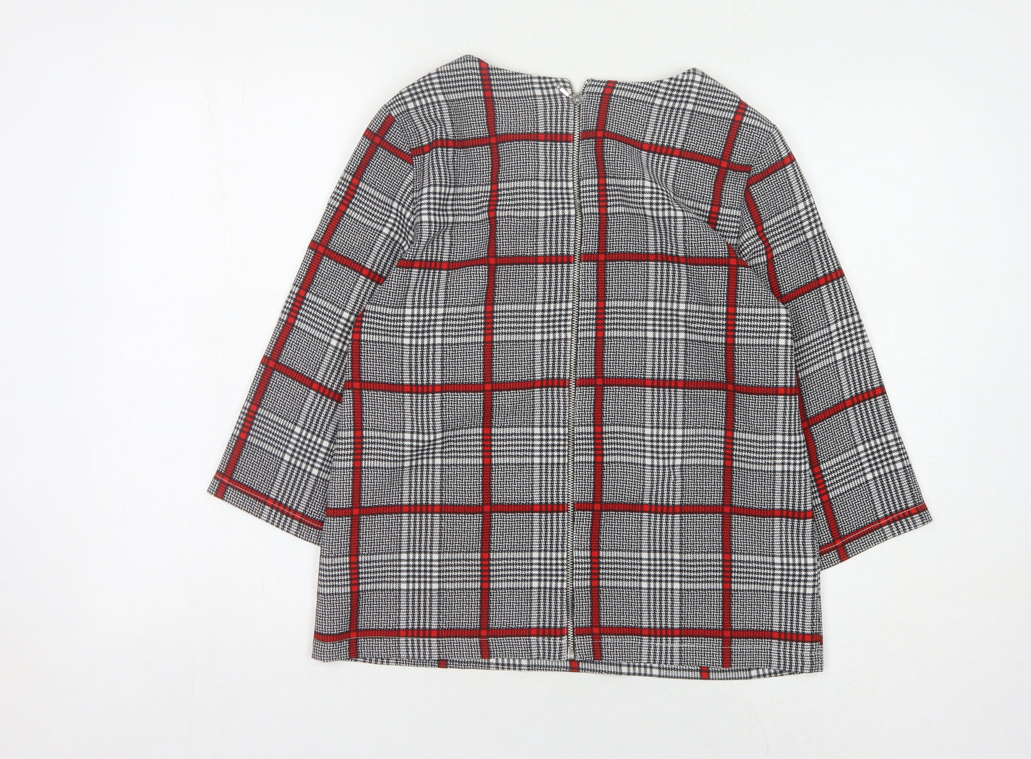 Topshop Women's Grey Check Blouse UK 8 Business Casual