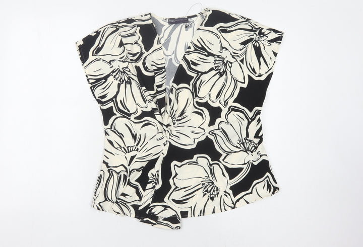 Marks and Spencer Women's Black Floral Blouse, Size 16 Petite