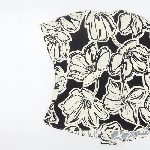 Marks and Spencer Women's Black Floral Blouse, Size 16 Petite