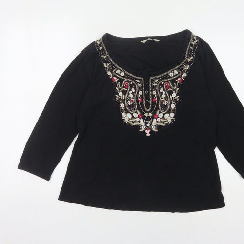 Rocha John Rocha Women's Black Embroidered Blouse Size 12