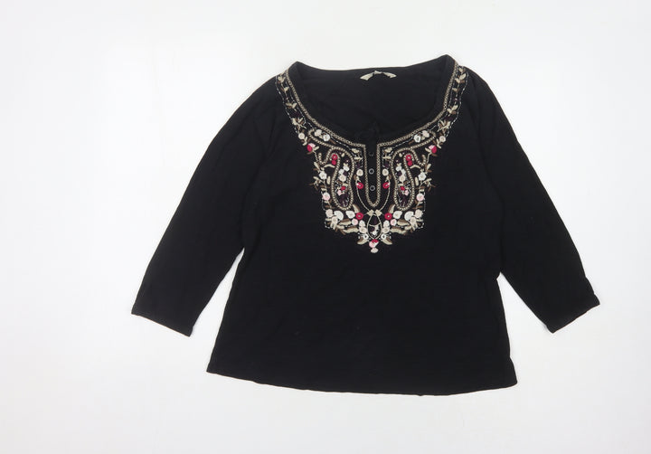 Rocha John Rocha Women's Black Embroidered Blouse Size 12