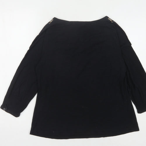 Rocha John Rocha Women's Black Embroidered Blouse Size 12