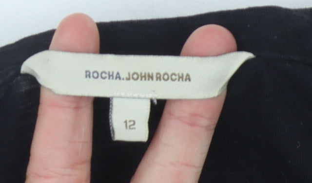 Rocha John Rocha Women's Black Embroidered Blouse Size 12