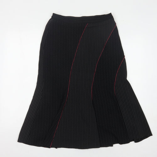Roman Originals Women's Black Striped Flare Midi Skirt, Size 12