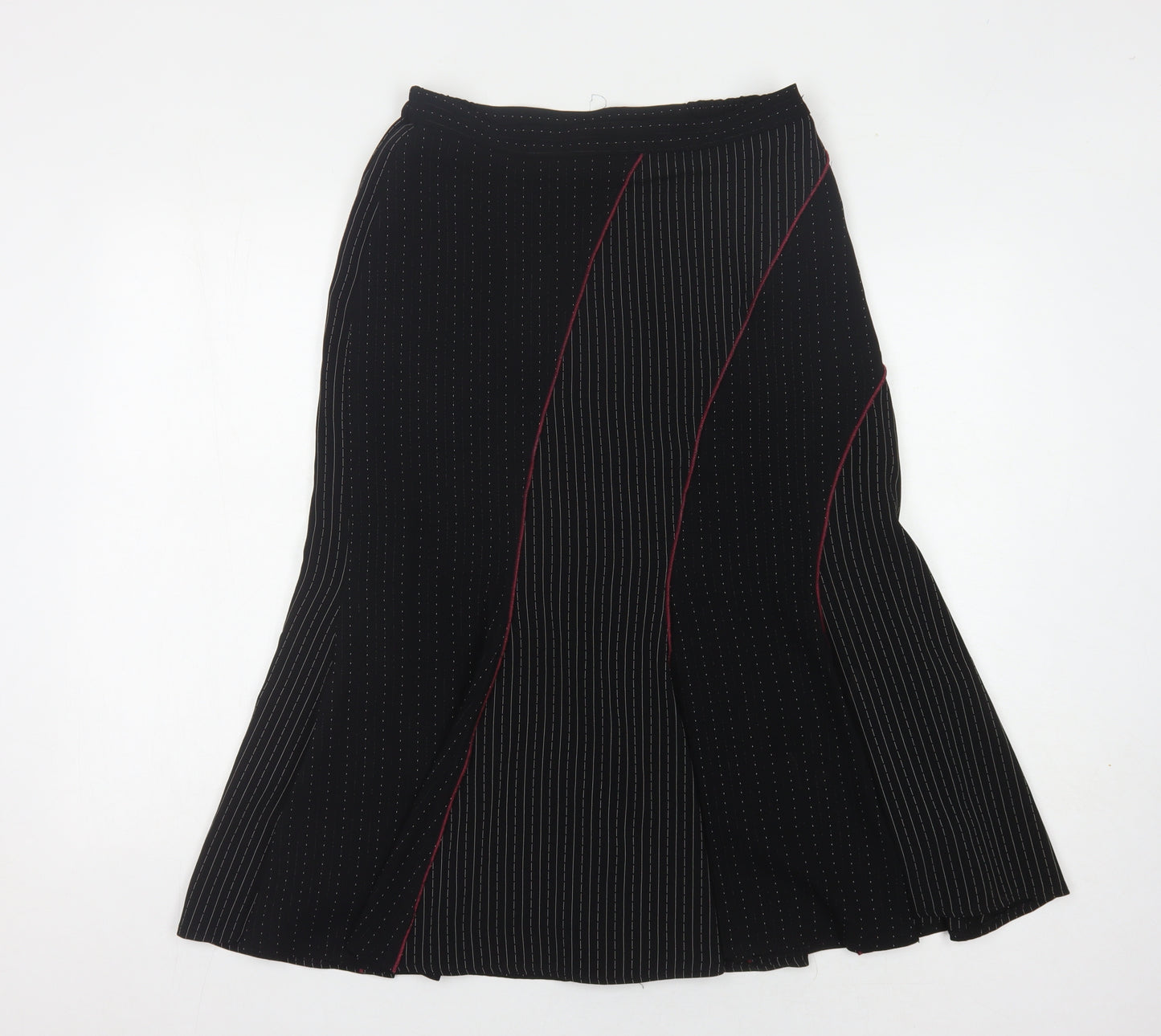Roman Originals Women's Black Striped Flare Midi Skirt, Size 12