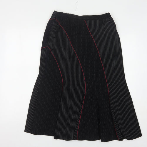Roman Originals Women's Black Striped Flare Midi Skirt, Size 12