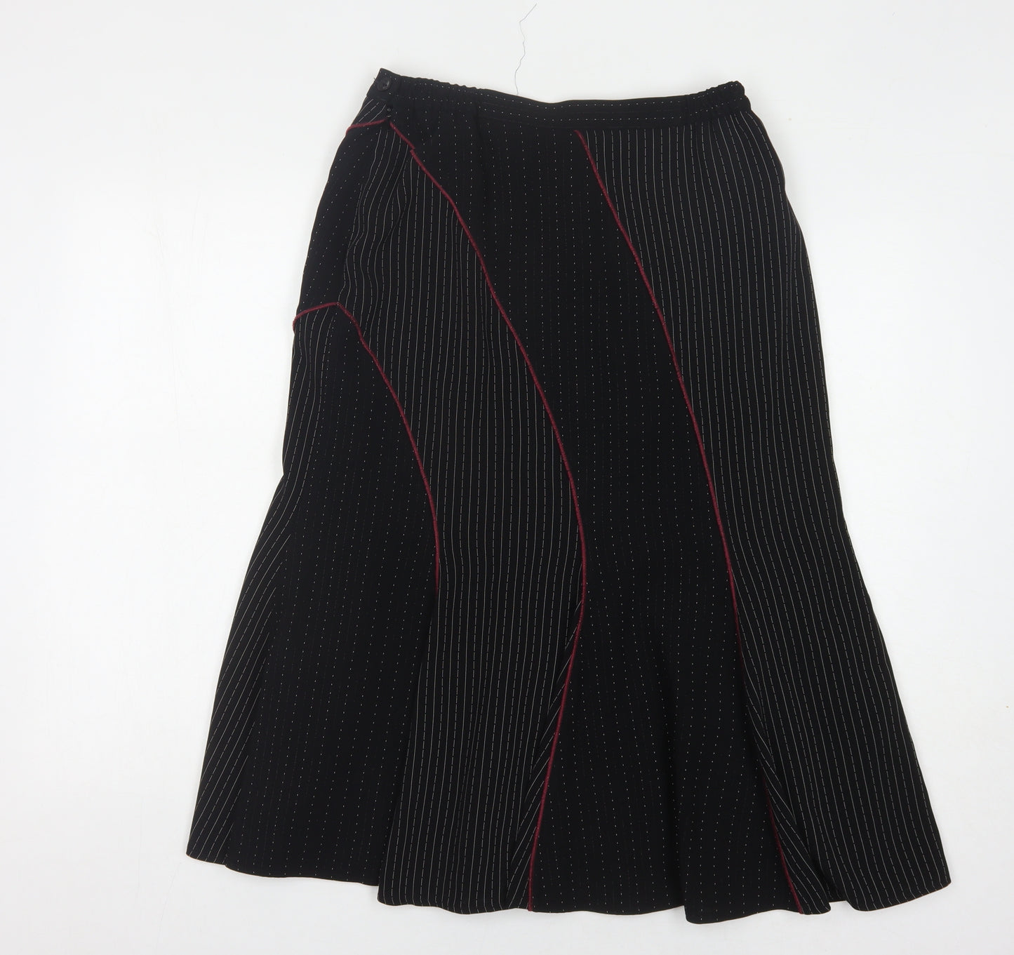 Roman Originals Women's Black Striped Flare Midi Skirt, Size 12