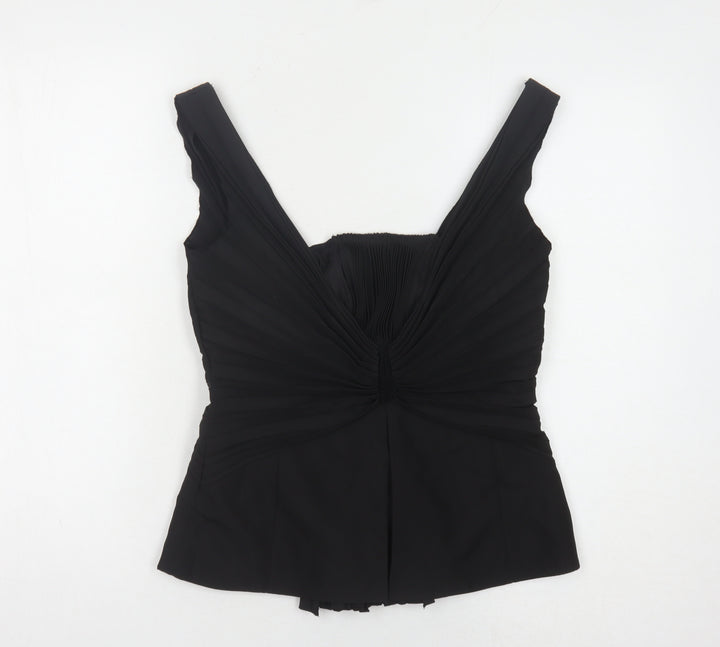 Coast Women's Black Blouse, Size 12, Elegant Ruffle Detail