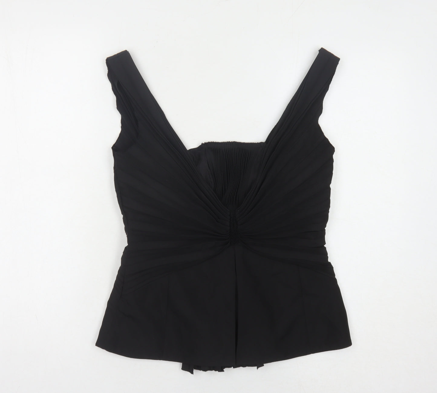 Coast Women's Black Blouse, Size 12, Elegant Ruffle Detail