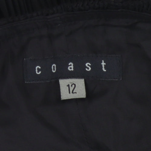 Coast Women's Black Blouse, Size 12, Elegant Ruffle Detail