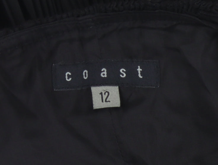 Coast Women's Black Blouse, Size 12, Elegant Ruffle Detail