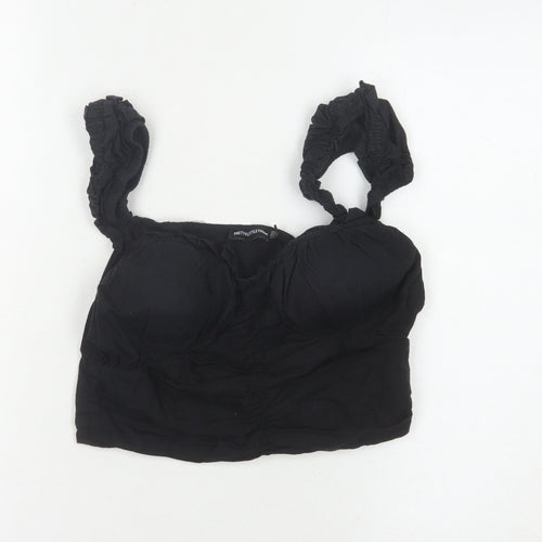 PrettyLittleThing Black Cropped Top, UK Size 8