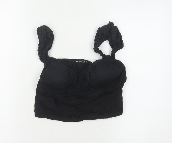 PrettyLittleThing Black Cropped Top, UK Size 8