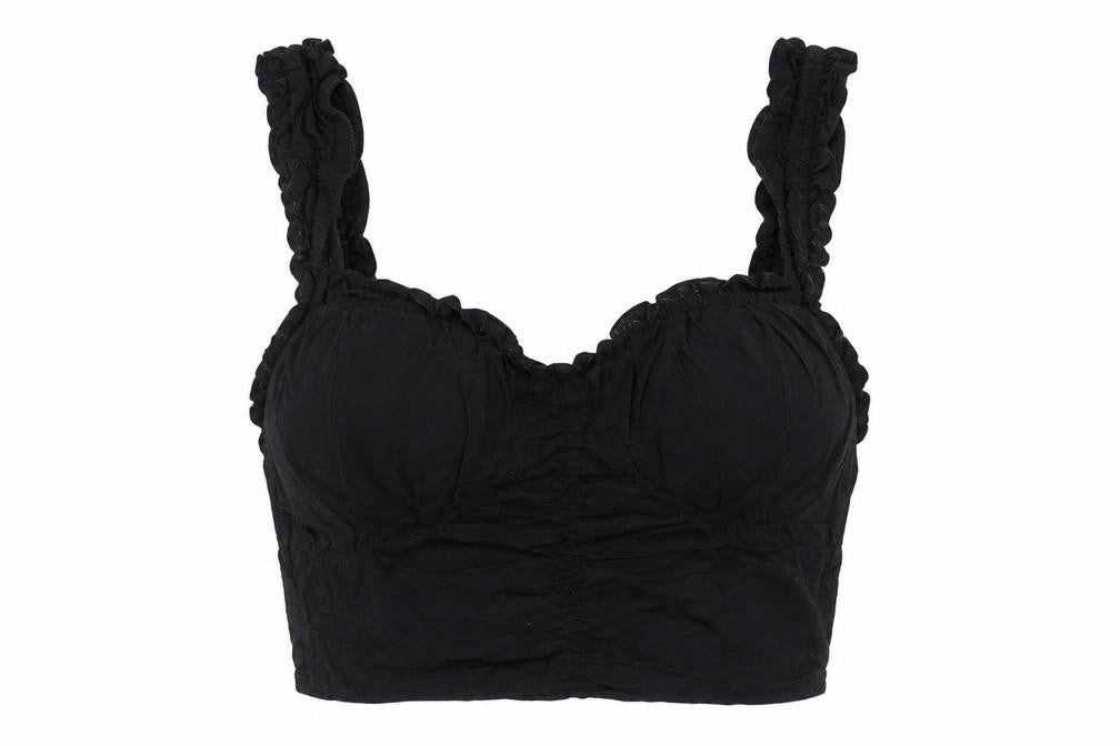 Front view of PRETTYLITTLETHING Black Cropped Top, UK, size 8