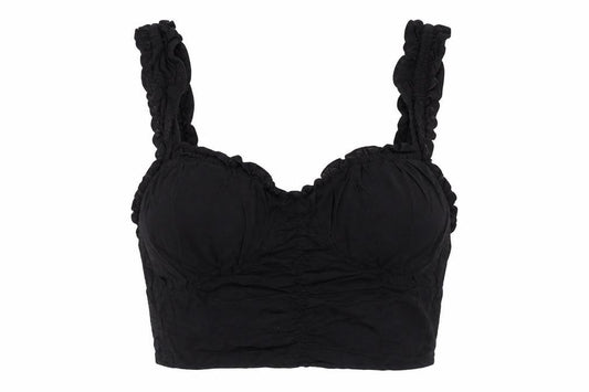 Front view of PRETTYLITTLETHING Black Cropped Top, UK, size 8