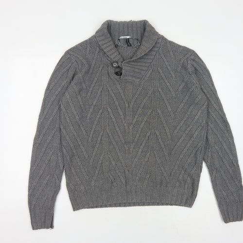 Piazza Italia Men’s Grey XL Cable-Knit Jumper