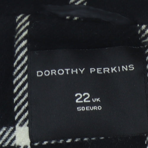 Dorothy Perkins Women's Black Check Long Overcoat Size 22